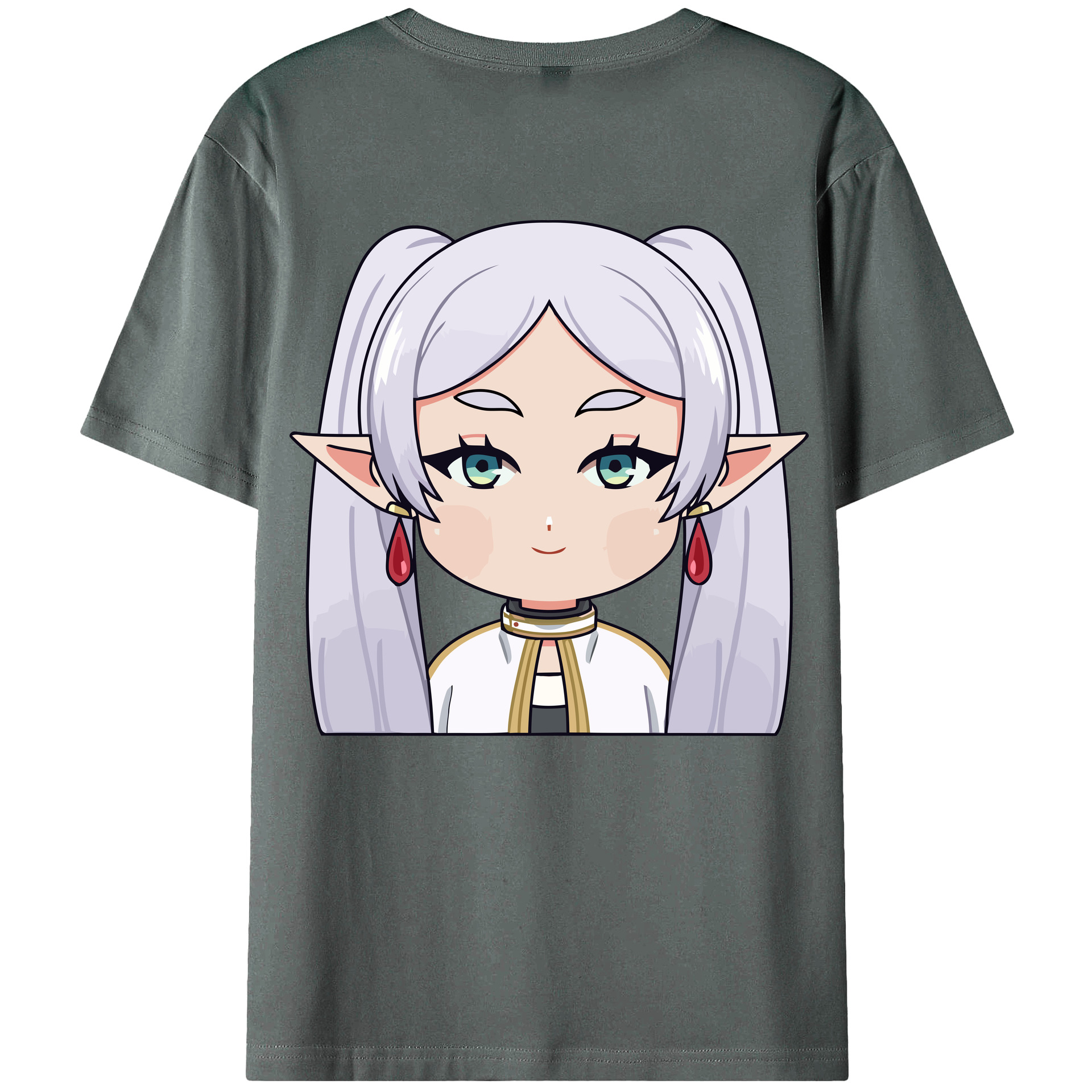 （画像用） 葬送のフリーレン Frieren 綿100％ メンズ半袖Tシャツ（バックプリント） 通気性